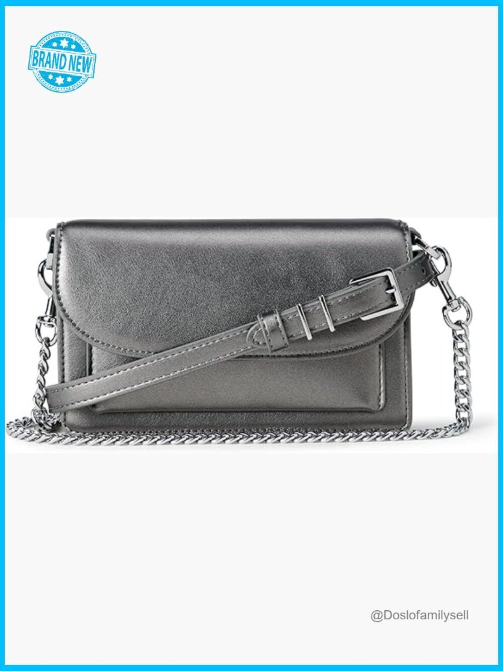 Convertible Crossbody Clutch Bag with Interchangeable Straps - Faux Leather